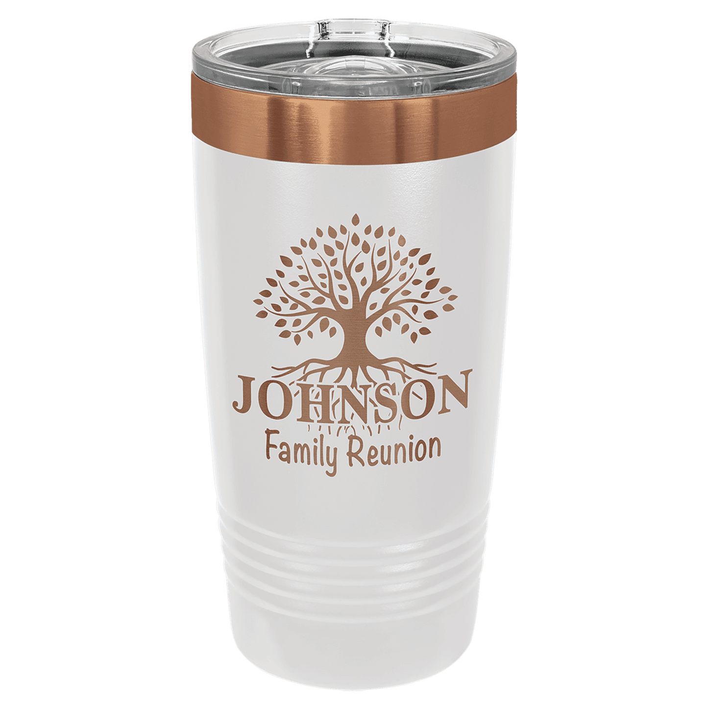 White/Rose Gold ION-Plated Ringneck Tumbler with Slider Lid 20oz - Etchlahoma