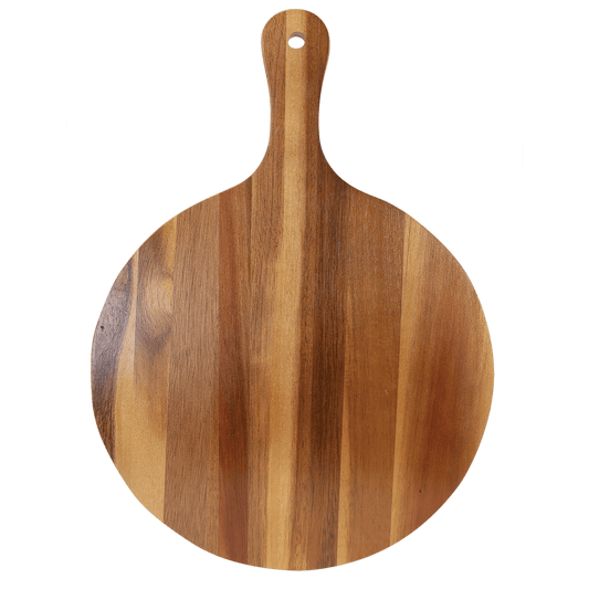10 1/2" x 14 1/2" Round Acacia Wood/Slate Serving Board with Handle