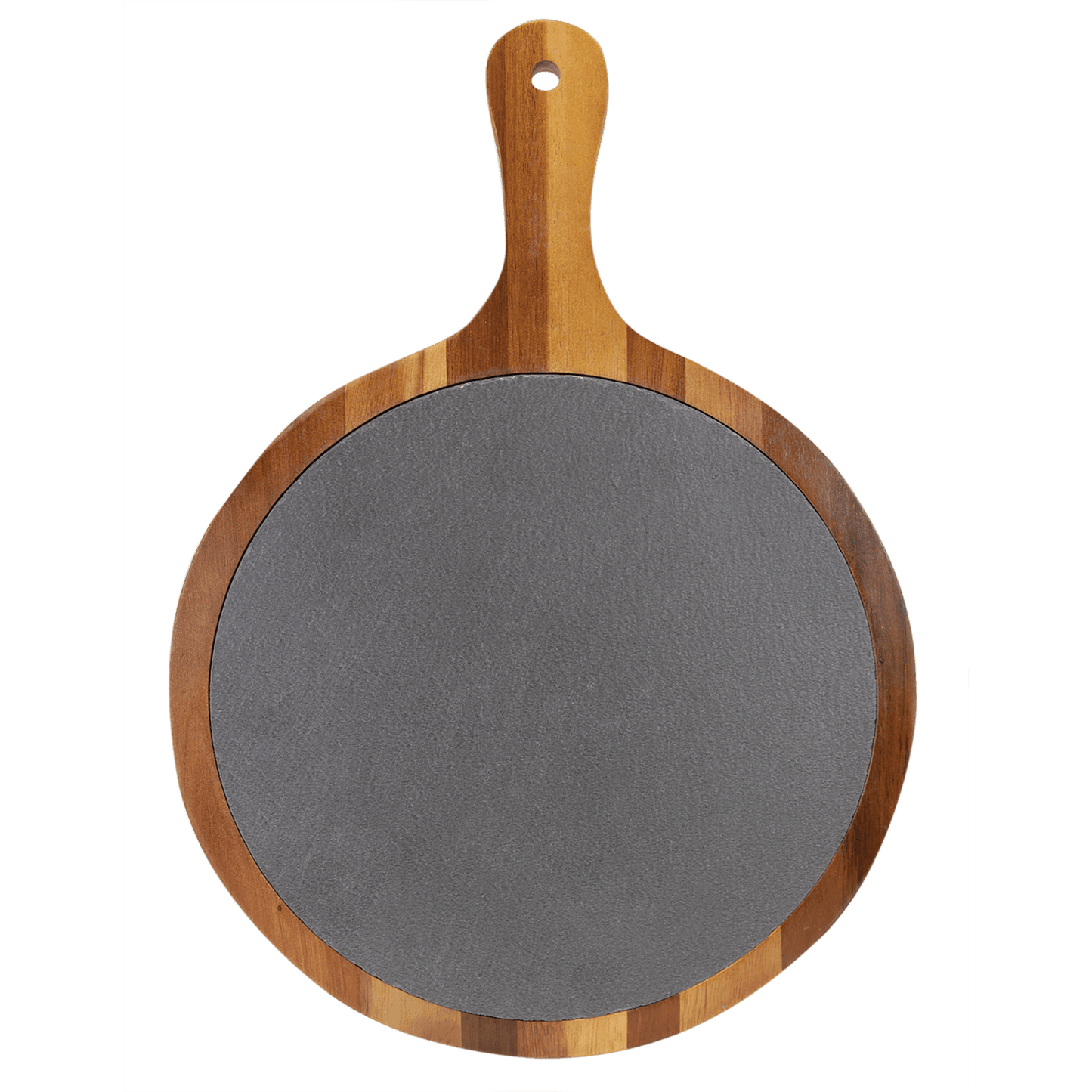 10 1/2" x 14 1/2" Round Acacia Wood/Slate Serving Board with Handle