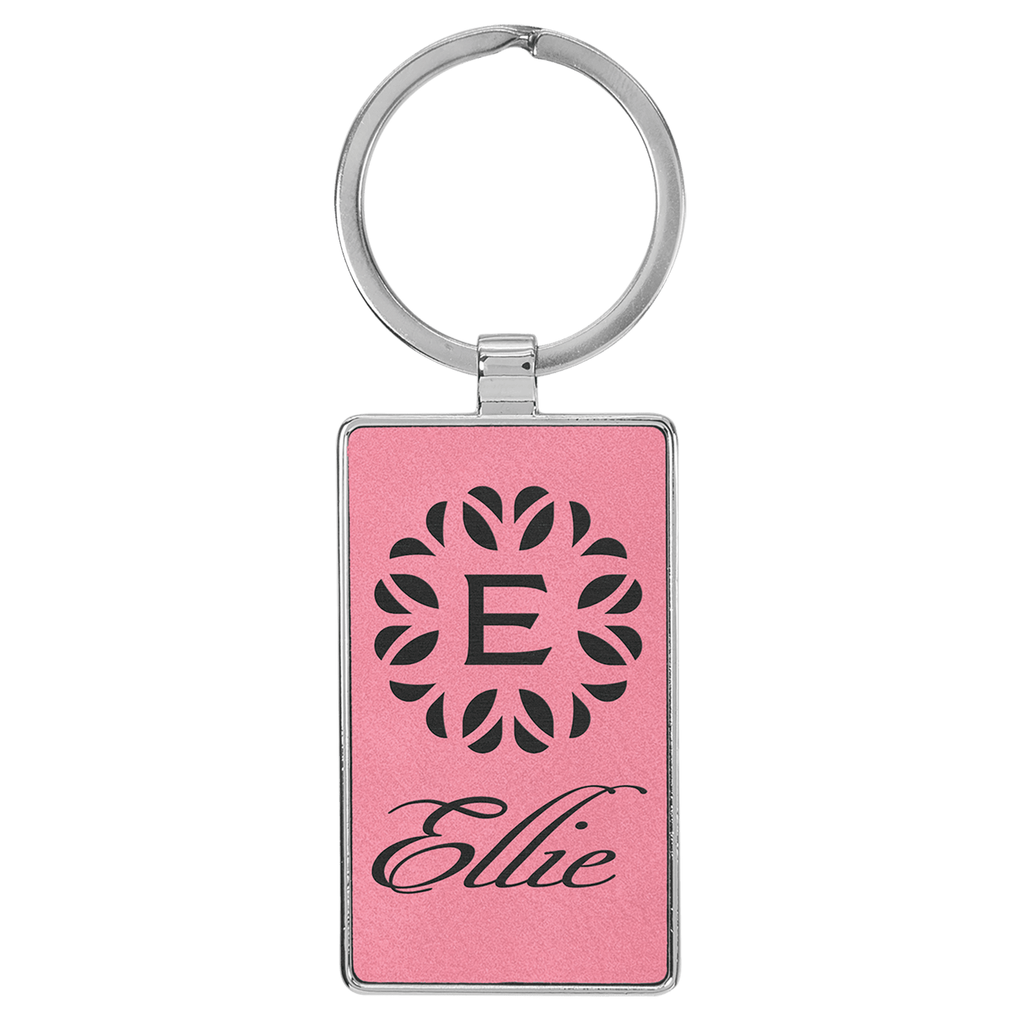 Leatherette/Metal Pink Oval Keychain - Etchlahoma