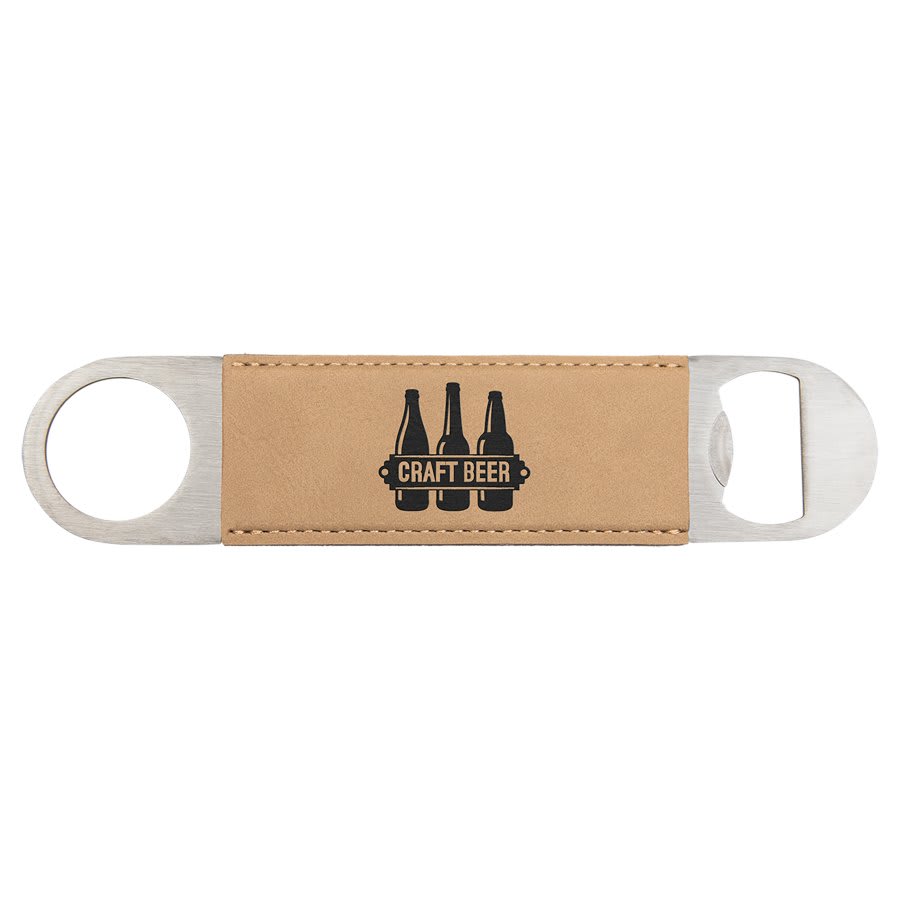 Custom laser engraved leather bottle openers