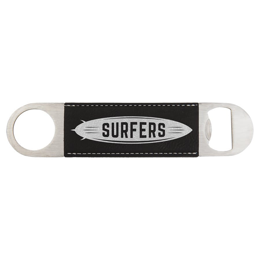 Custom laser engraved leather bottle openers