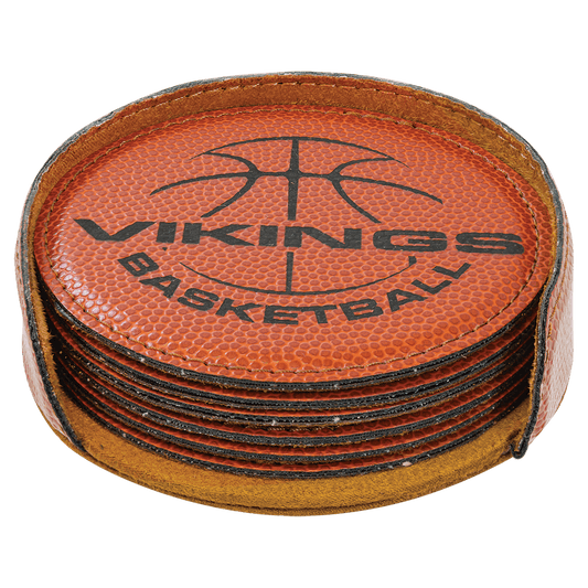 Basketball Round Coaster Leatherette 6 set