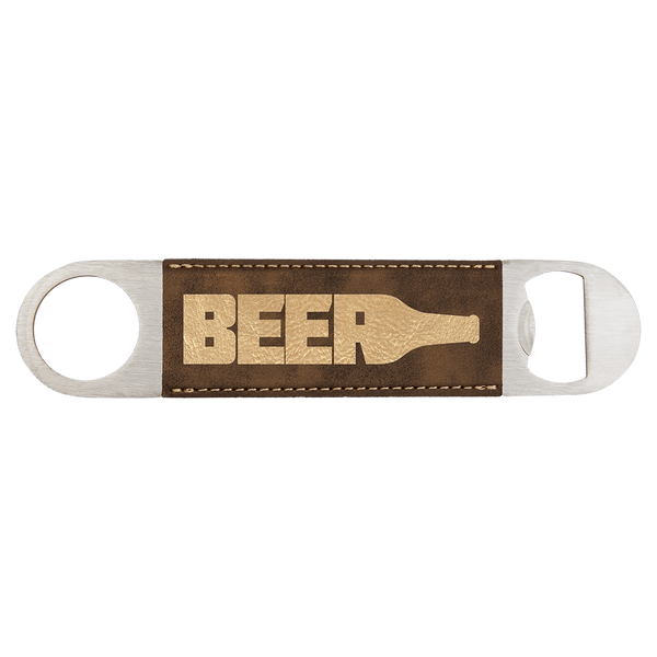 Custom laser engraved leather bottle openers