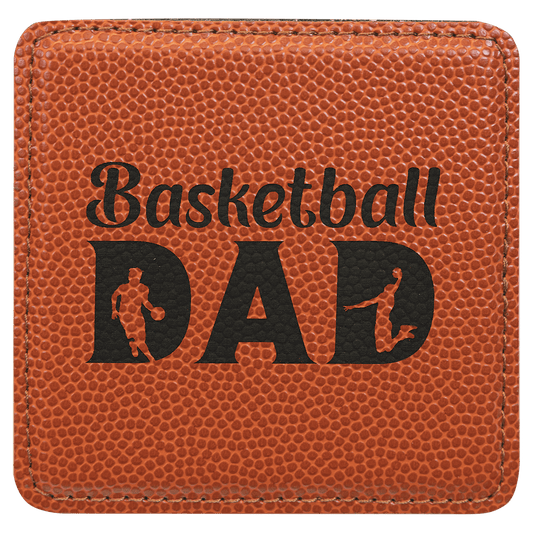 Square Basketball Leatherette Coaster 4"x4"