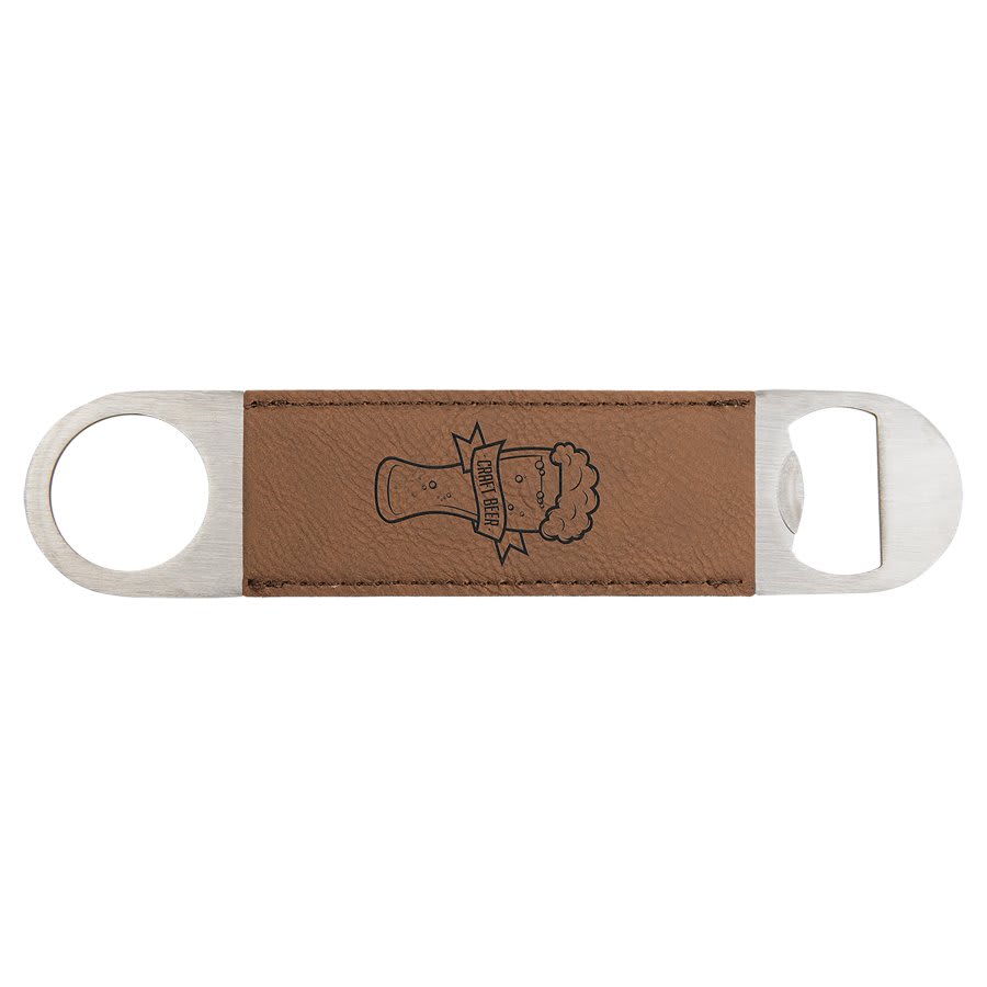 Custom laser engraved leather bottle openers