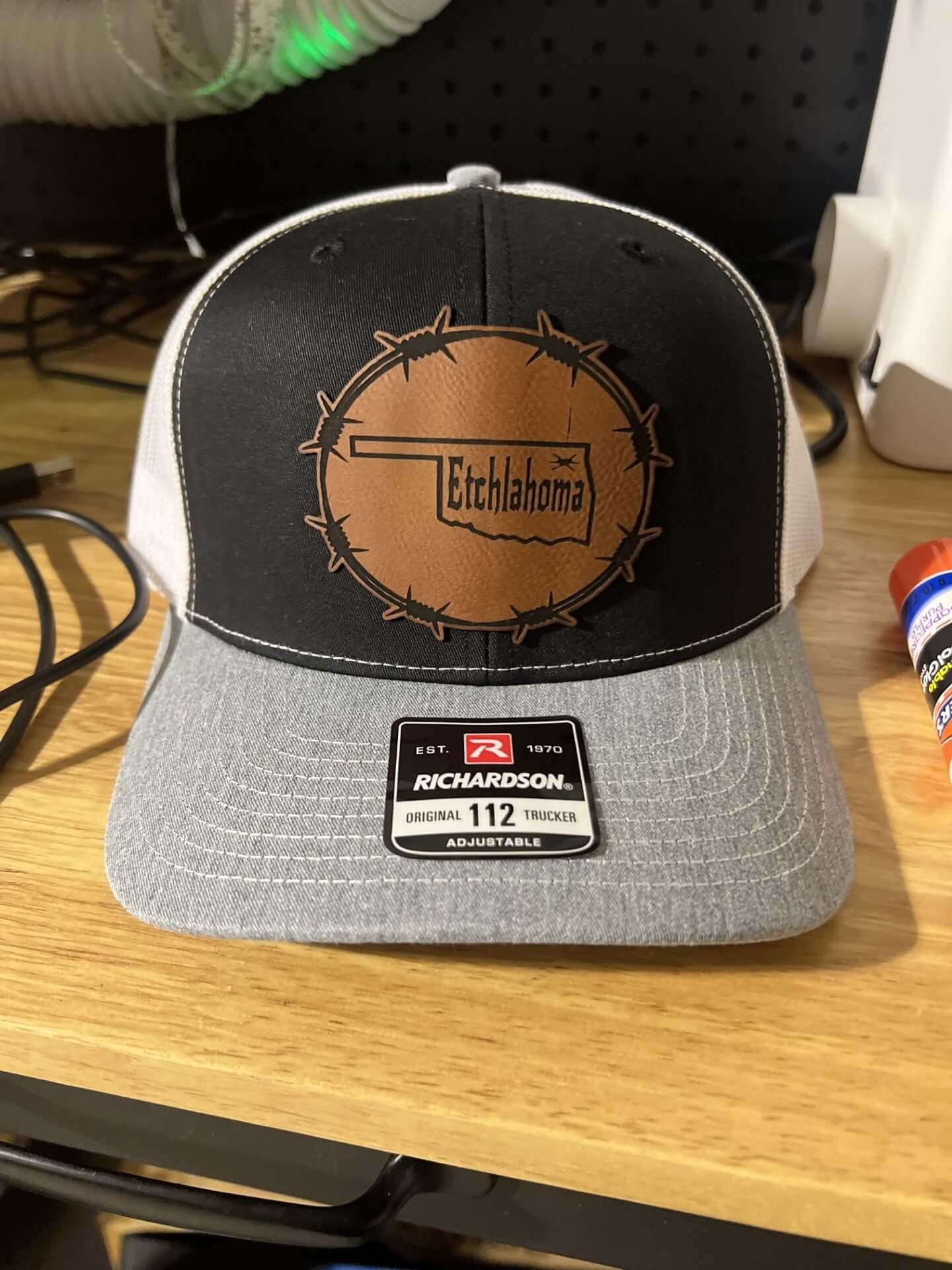 Richardson 112 Hat w/ leather patch or cut out design - Etchlahoma