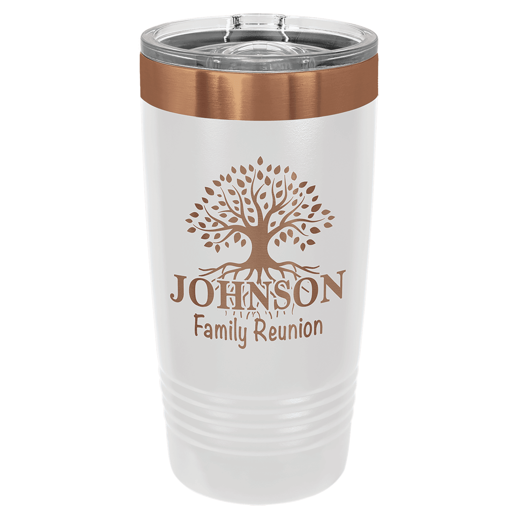 White/Rose Gold ION-Plated Ringneck Tumbler with Slider Lid 20oz - Etchlahoma