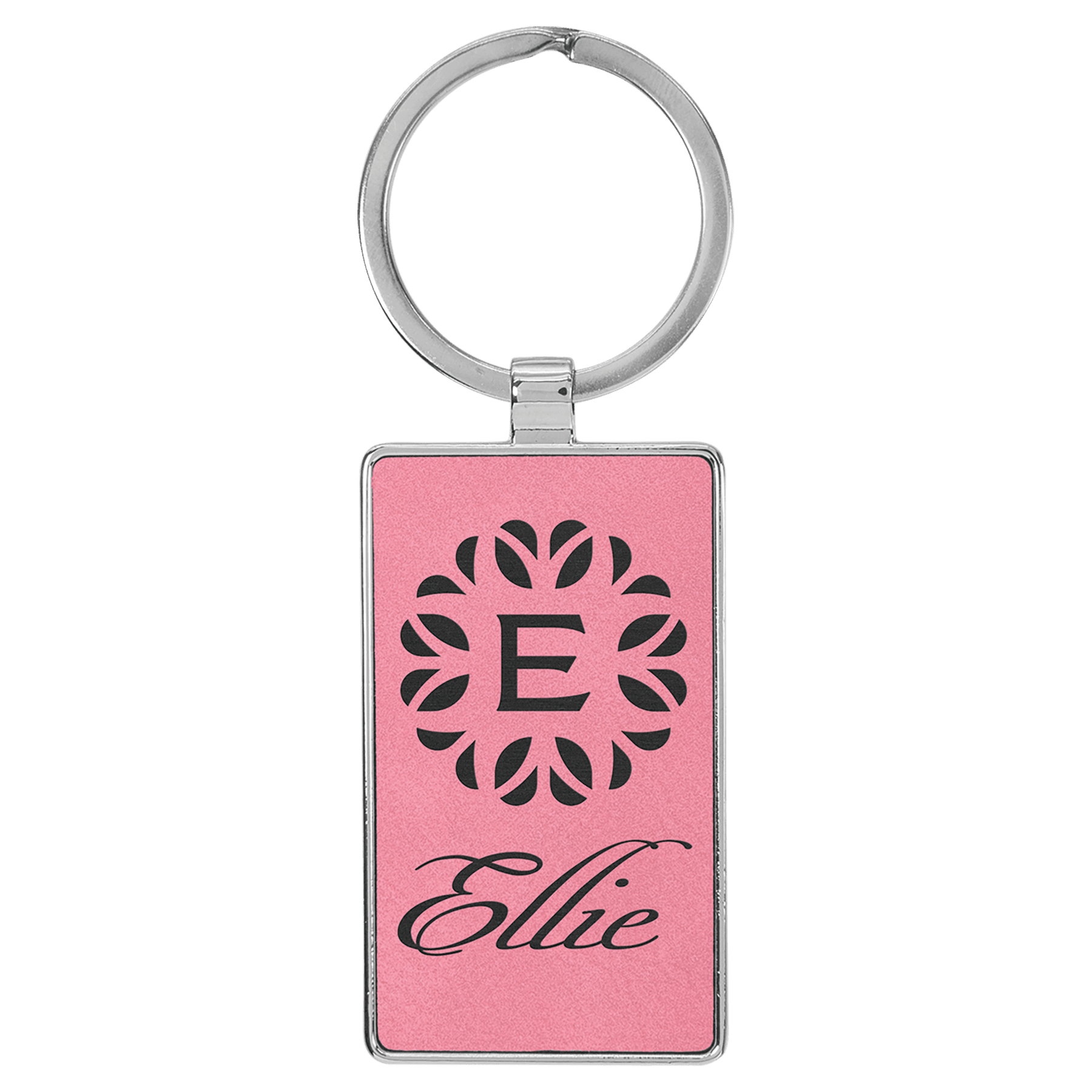 Leatherette/Metal Pink Oval Keychain - Etchlahoma