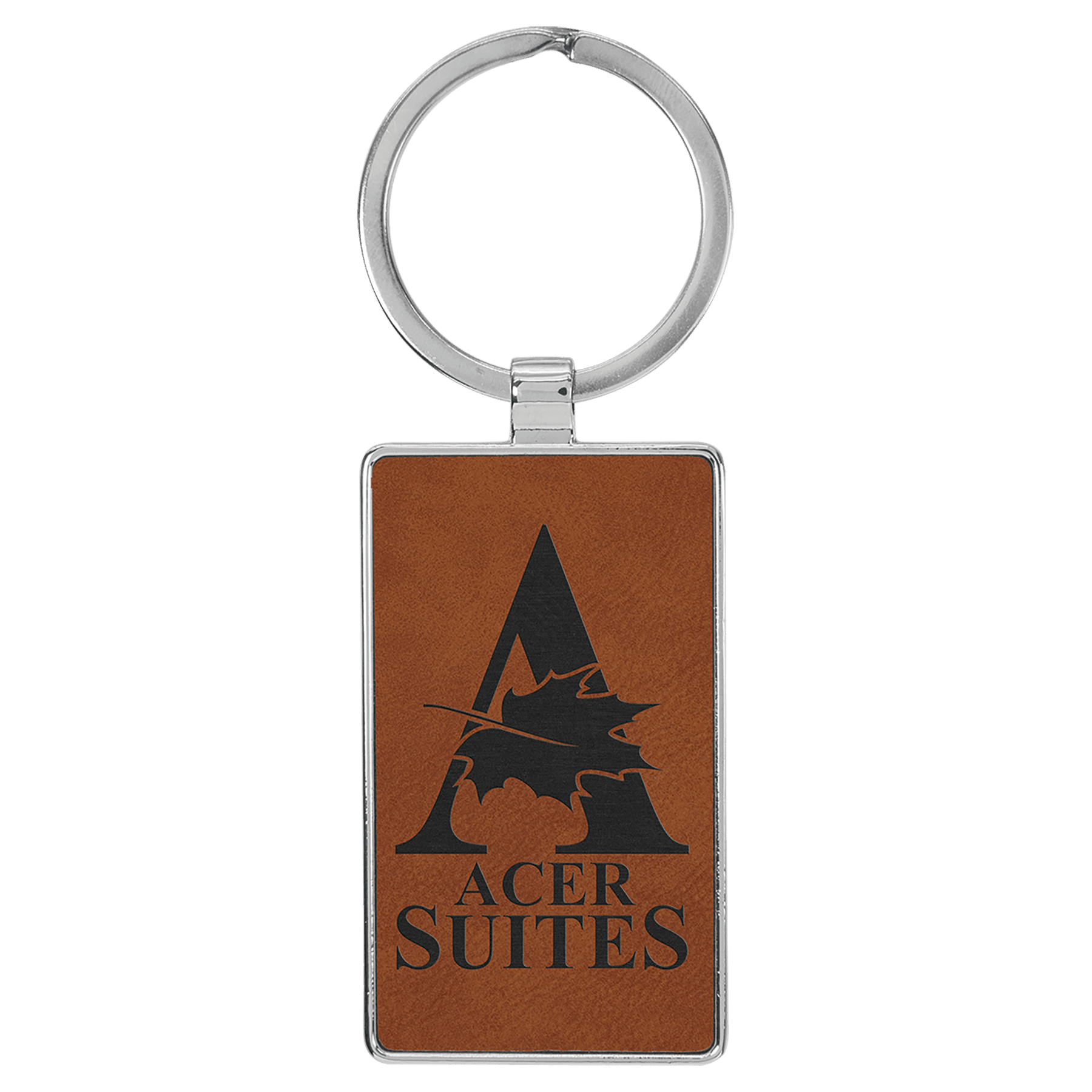 Leatherette/Metal Rawhide Rectangle Keychain - Etchlahoma