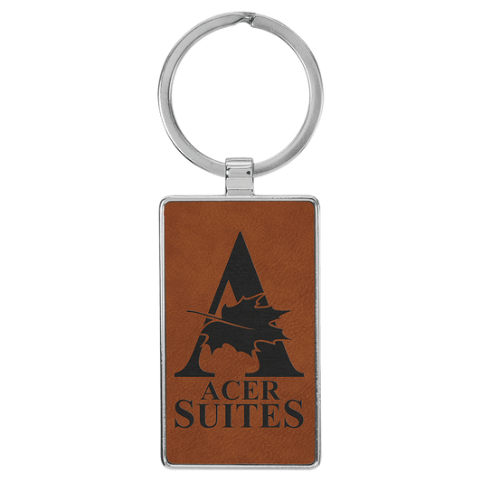 Leatherette/Metal Rawhide Rectangle Keychain - Etchlahoma