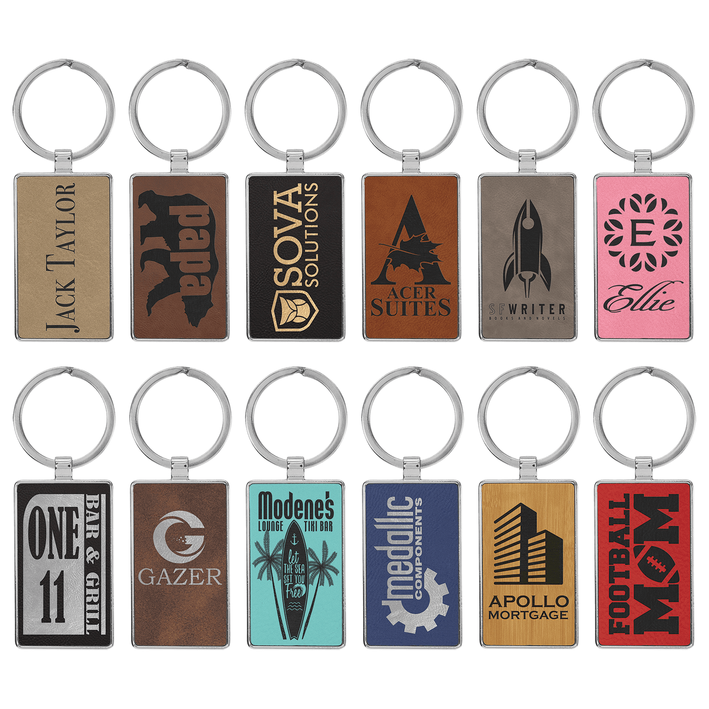 Leatherette/Metal Rectangle Keychain Sample Set - Etchlahoma