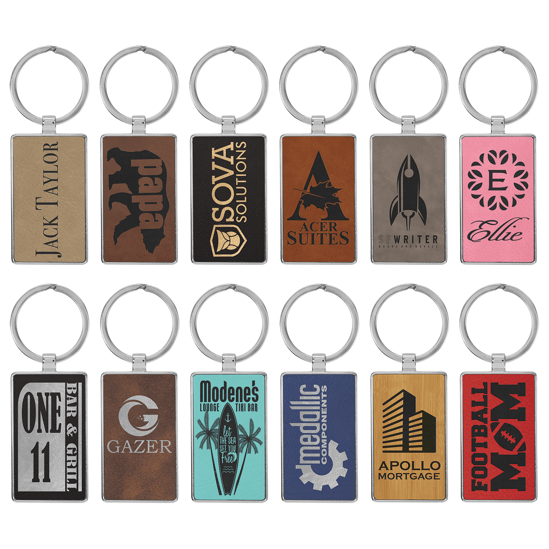 Leatherette/Metal Rectangle Keychain Sample Set - Etchlahoma
