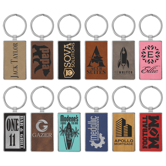 Leatherette/Metal Rectangle Keychain Sample Set - Etchlahoma