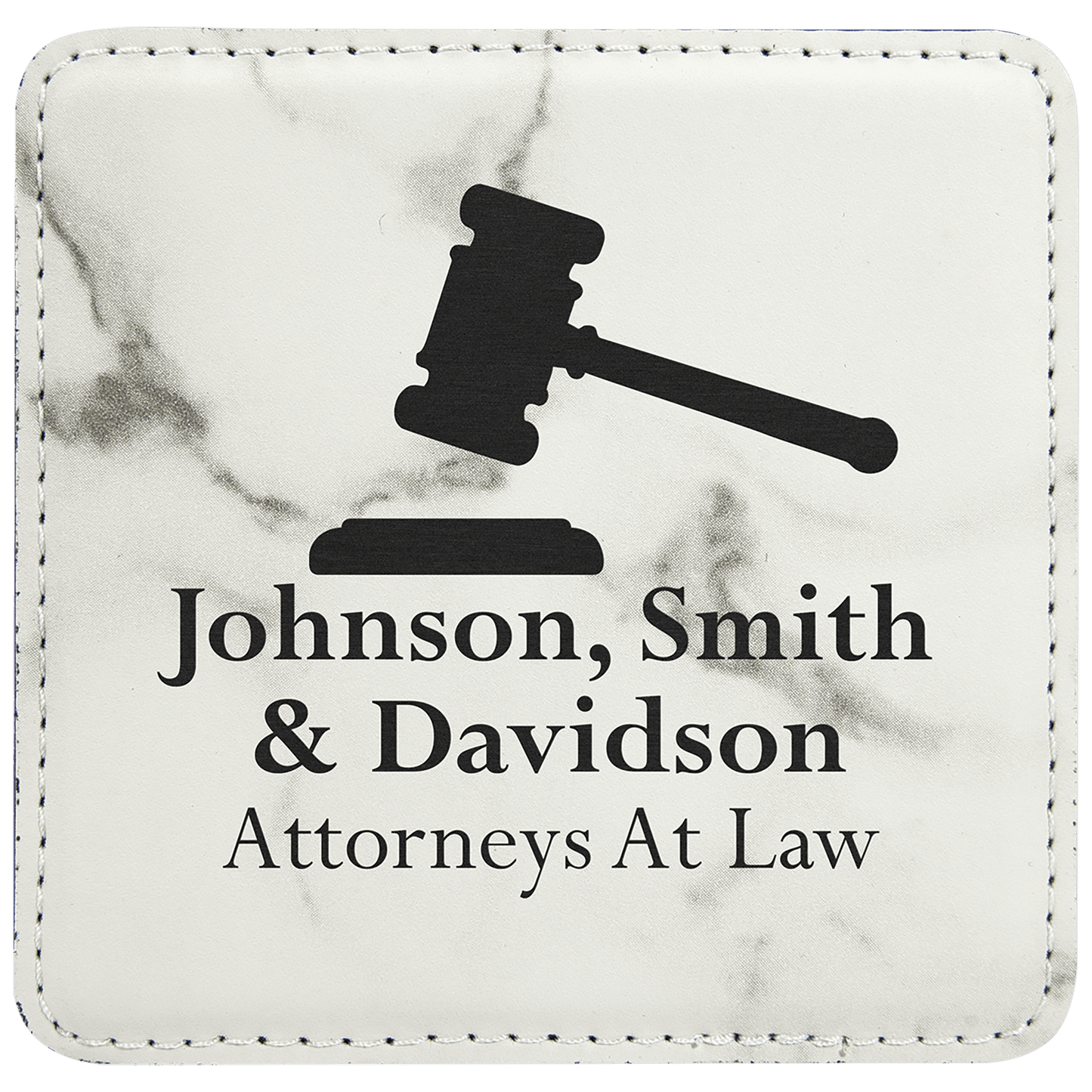 Square White Marble Laserable Leatherette Coaster - Etchlahoma