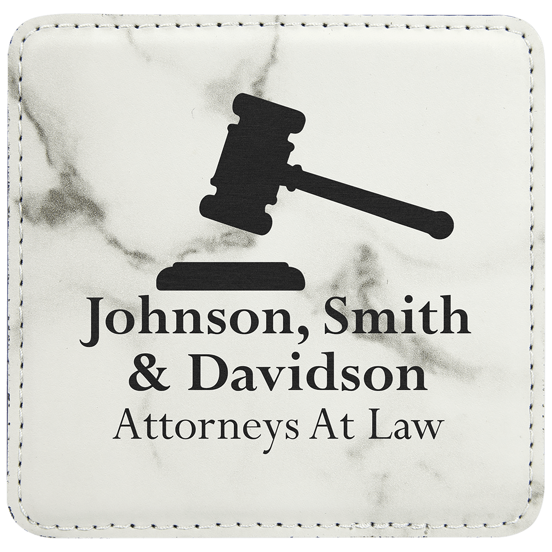 Square White Marble Laserable Leatherette Coaster - Etchlahoma