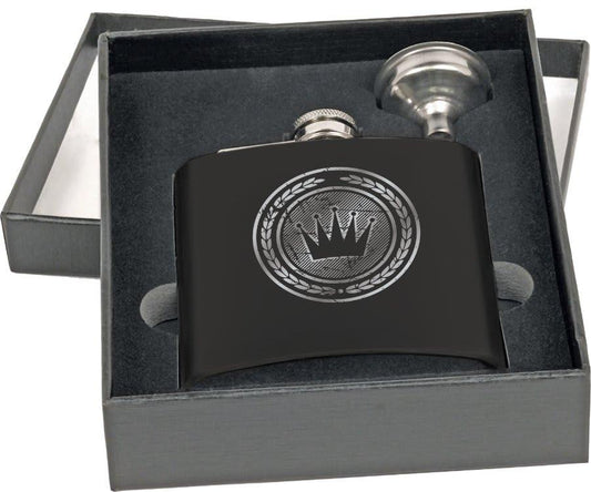 Matte Black Flask Set in Black Presentation Box - Etchlahoma