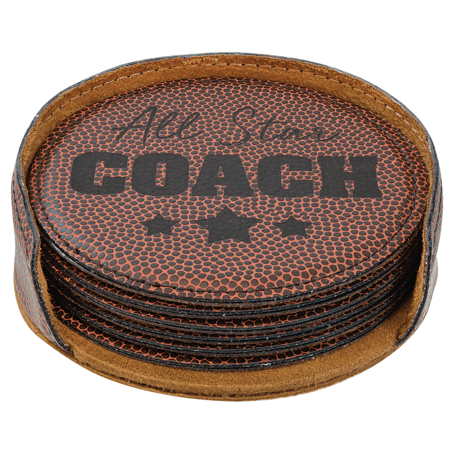 Football Round Leatherette Coasters 6 set