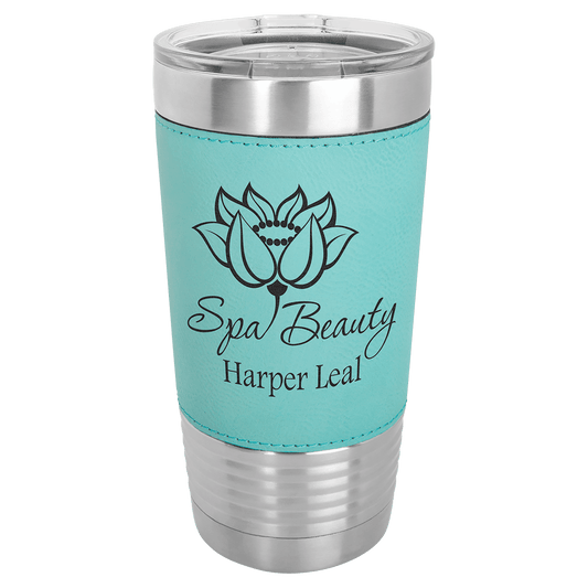 Teal leatherette tumbler 20 oz - Etchlahoma